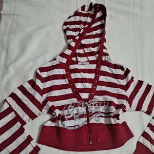 Y2k Vintage 2000s Grungy Punk Striped Crop Hoodie