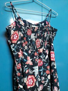 Tokyo Talkies Navy Blue Floral Midi Dress Trendy👗