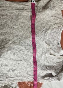off White lace crosia Kurta Set
