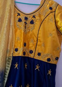 Blue and Yellow Embroidered dress
