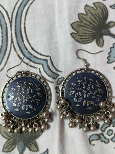 Bohemian Blue Floral Jhumka Earrings