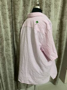 2XL imported  Pink Gingham Palm Tree Shirt