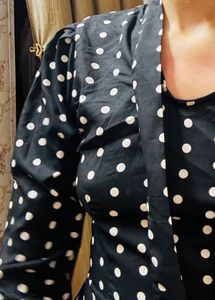 Polka Dot Short Dress with full sleeves