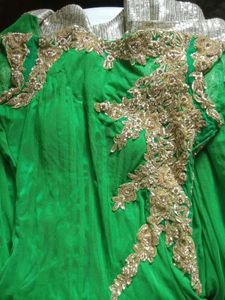 Exquisite Green party dress with Gold Embellishmen
