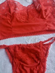 Lace Lingerie Set - Red