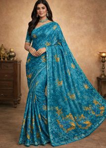 🇳🇿💫🎀Stunning Teal Floral Saree