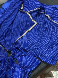Vibrant Blue Leheriya Lehenga Choli Set
