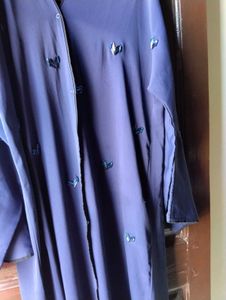 Elegant Navy Blue Embellished Abaya