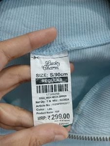 Light Blue Ribbed Quarter-Zip Top