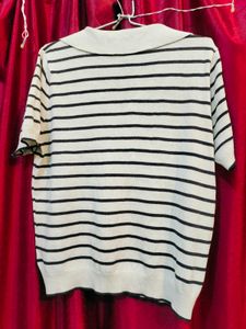 Striped Knit Polo Shirt
