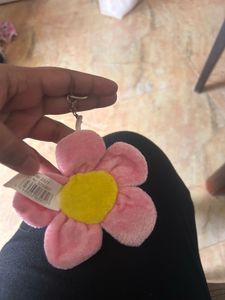 Pink flower keychain