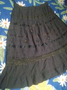 Black Tiered Skirt with Embellishments