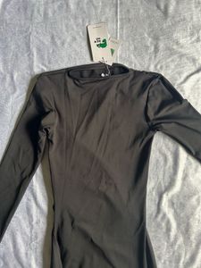 Elegant Ruched Black Midi Dress