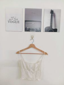 White Smocked Crop Tank Top