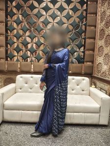 Elegant Blue Silk Saree with Embellishments