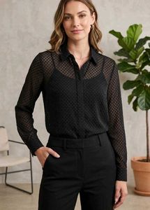 Stylish Semi-Sheer Black Partywear/Office Shirt