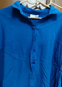 Vibrant Blue Button-Up Shirt