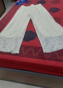 Elegant White Lace Palazzo Pants