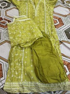 Lime Green Embroidered Kurta Set