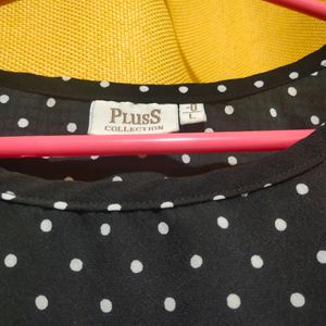 Polka Dot Top With Cold Shoulder Bell Sleeves