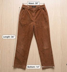 :Weekend MaxMara Brown High-Waisted Corduroy Capri