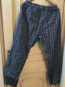 Blue Printed Drawstring Pants
