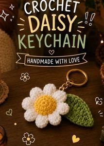 Handmade Crochet Daisy Flower Keychain