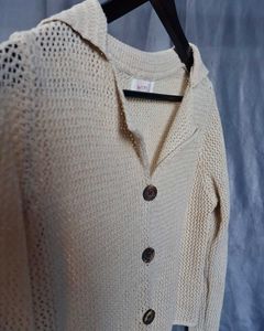 Beige Knit Button-Down Cardigan