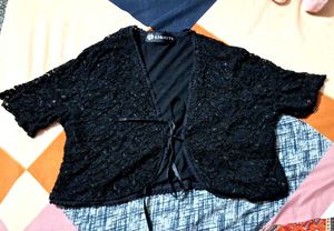 Elegant Black Lace Bolero Crop Shrug