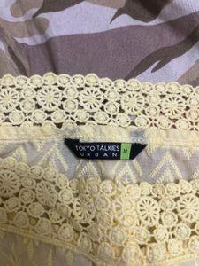 Yellow Embroidered Sleeveless Blouse