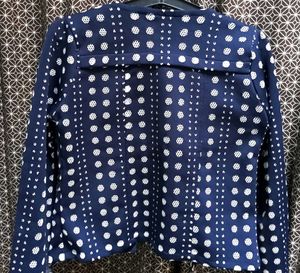 Navy &amp; White Polka Dot Cropped Jacket