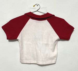 Red &amp; White Crop Polo T-Shirt