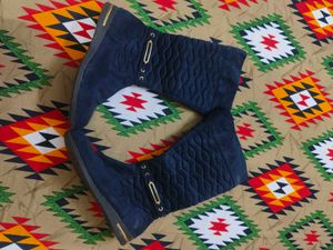 Chic Navy Quilted Knee-High Boots