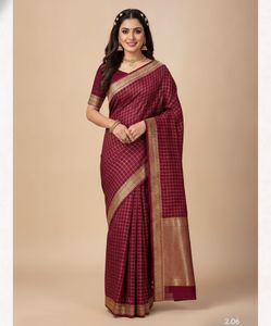 Beautiful Maroon Saree with Gold Border