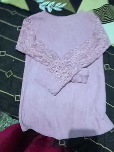 girl's Pink Lace Sleeve Top