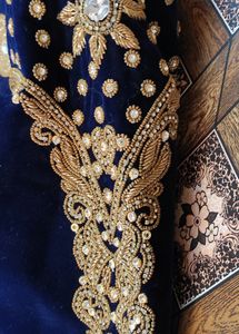 Men Indian Latest Designer Blue Velvet Sherwani
