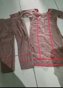 stiched plazo suit light pink shade