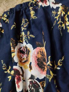 Navy Blue Floral Off-Shoulder Top