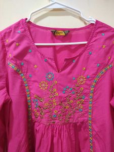 Embroidered Pink Kurta