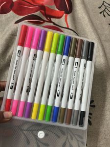 12 Colors Dual Tip Brush Pens