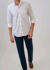 Raymond Stylish White Polka Dot Shirt high quality