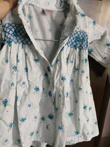 Baby Girl's Blue Floral Cotton Dress