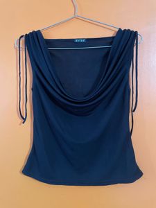 Chic Black Cowl Neck Sleeveless Top