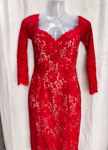 Elegant Red Lace Cocktail Dress