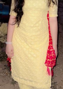 Yellow Chikankari Kurta Set