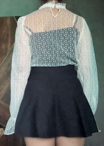 Sheer High Neck top with long balloons sleeve