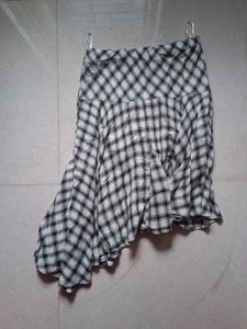 Chic Plaid Asymmetrical Midi Skirt