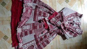 Maroon Ethnic Print Maxi Dress