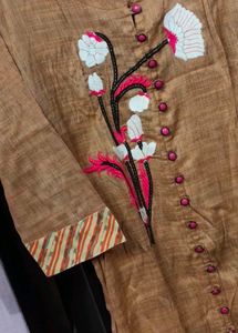 Fixed Coins 299 Floral Embroidered Brown Kurta