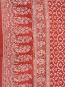 Elegant Red Tussar Silk Banarasi Saree with Resham